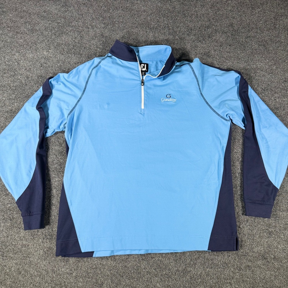 FootJoy FJ Quarter Zip Pullover Mens L Light Blue Navy Golf Grandezza Stretch